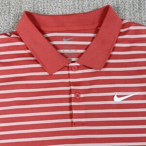Nike Dri-Fit Men's XL Salmon Striped Performance Golf Polo Shirt